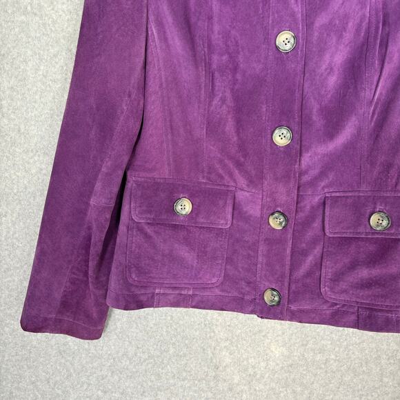 Women's Purple Genuine Suede Jacket - Picture 3 of 11